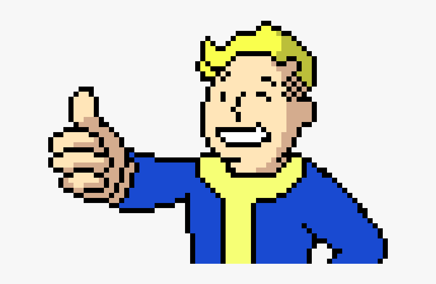 Minecraft Fallout Pixel Art - Fallout Vault Boy Pixel Art, HD Png Download, Free Download