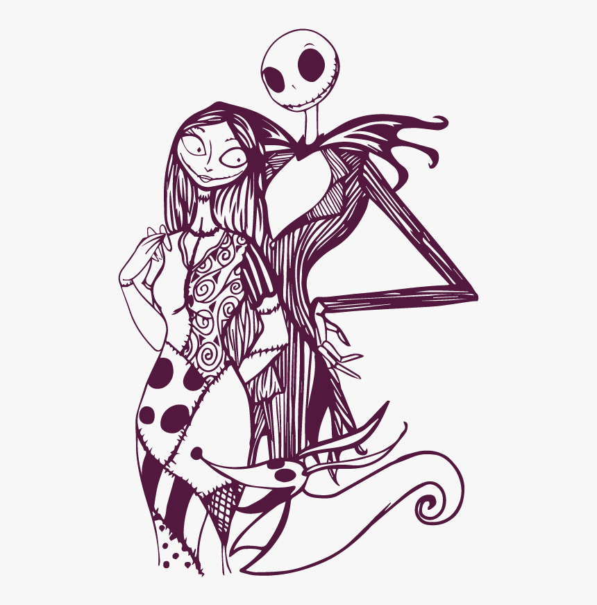 Jack Drawing Tim Burton Coloring Page Of Sally - Jack Skellington And Sally Drawing, HD Png Download, Free Download