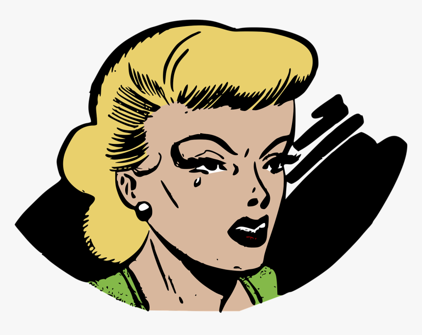 Cry, Crying, Emotion, Female, Retro, Sad, Sadness - Pop Art Comic Clipart, HD Png Download, Free Download