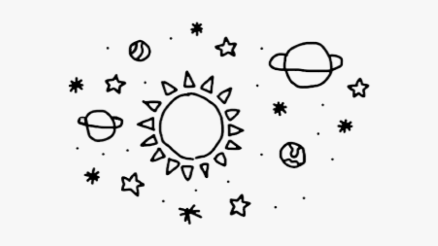 Tumblr Doodle Png - Black And White Planets, Transparent Png, Free Download