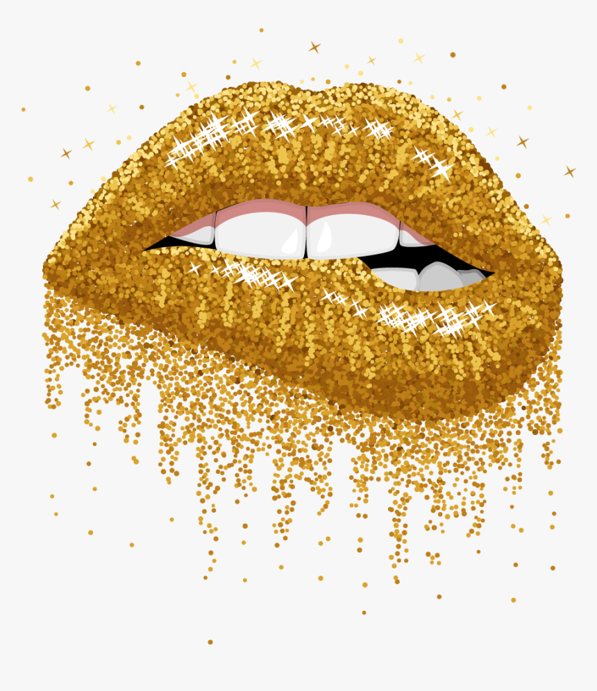 #lips #glitter #gold #golden #sparkles #sexy #goldenlips - Dripping Lips Clip Art, HD Png Download, Free Download
