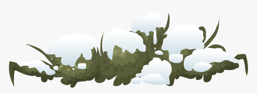 Bush, Shrub, Snow, Nature, Green, Winter, Snowfall - Bush With Snow Clipart, HD Png Download, Free Download