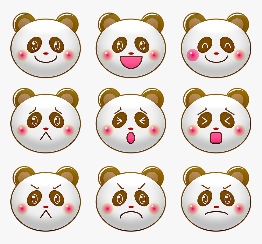 Kawaii Panda Emoji, Panda Face, Emotions, Panda, Kawaii - Gambar Pola Panda Lucu, HD Png Download, Free Download