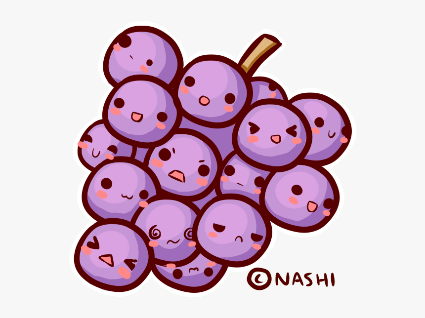 Grape Clipart Face Transparent - Kawaii Grapes, HD Png Download, Free Download