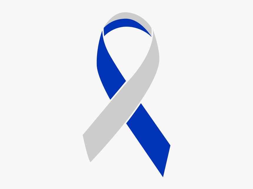 Blue And Silver Colored Living With Cancer Ribbon - Blue Silver Cancer Ribbon, HD Png Download, Free Download