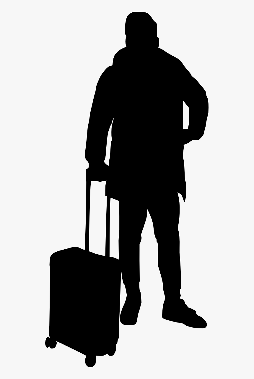 Silhouette People With Suitcase, HD Png Download, Free Download