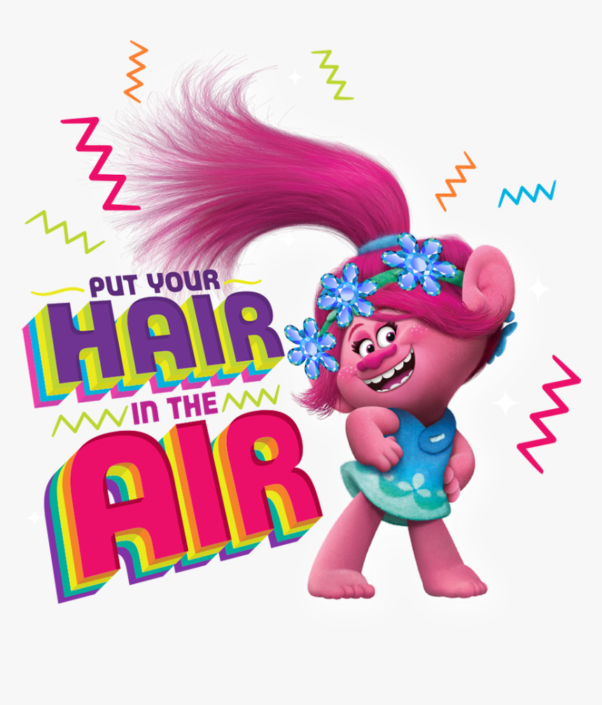 Trolls Movie Hair In The Air Poppy Design - Cartoon, HD Png Download, Free Download