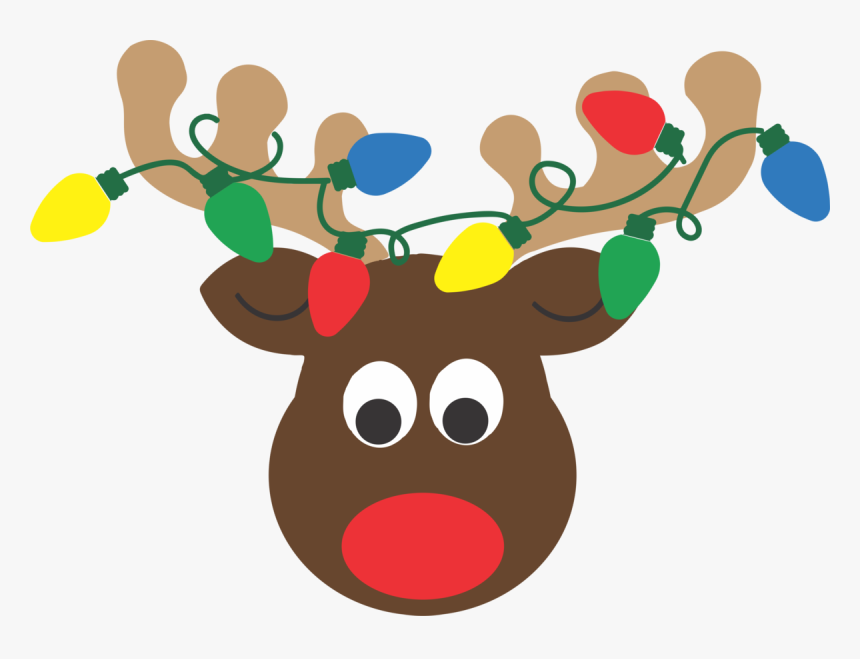 Reindeer Head With Lights - Christmas Lights In Reindeer Antlers, HD Png Download, Free Download