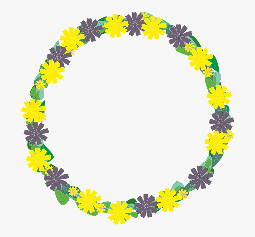 Flowers, Wreath, Violet, Foliage, Yellow - Wianek Png, Transparent Png, Free Download