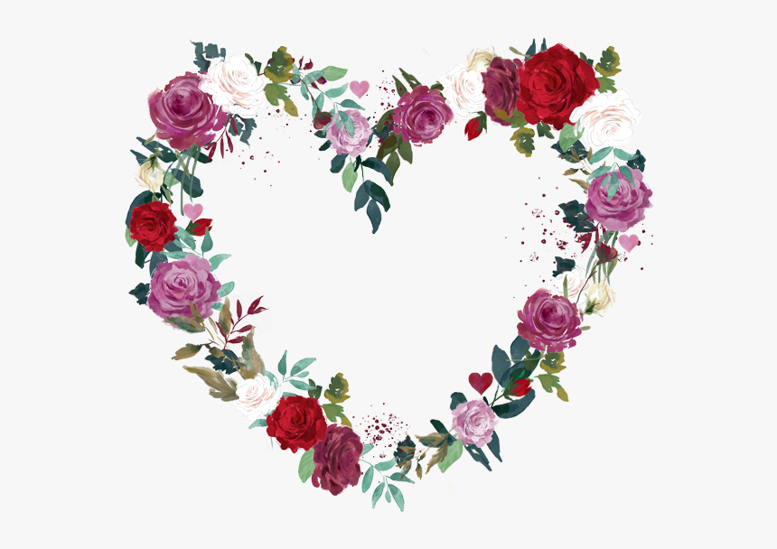 Love Heart Flower Wreath - Heart Flower Wreath Png, Transparent Png, Free Download