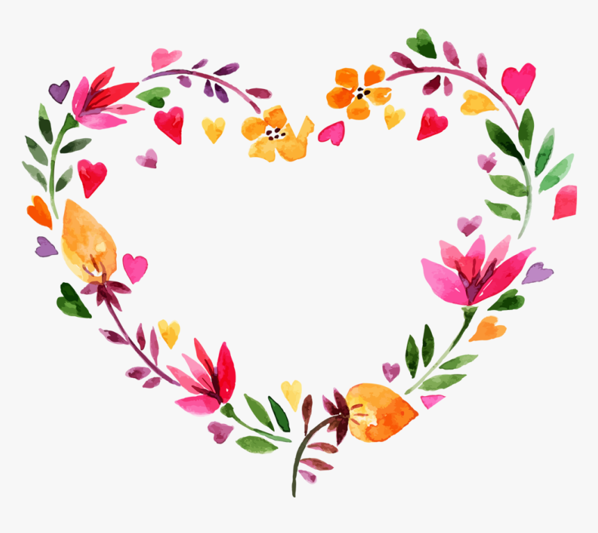 Free Valentine"s Day Free Flower Heart Wreath - Flower Heart Wreath, HD Png Download, Free Download
