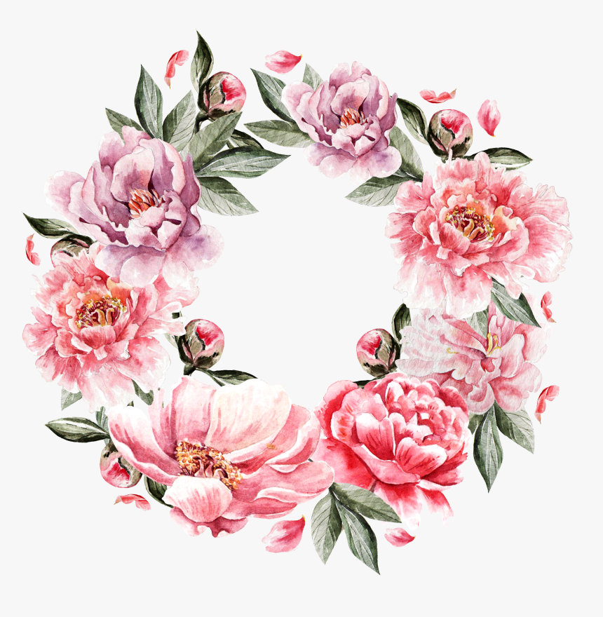 Flower Wreath Cluster Flowers Painting Hand-painted, HD Png Download, Free Download