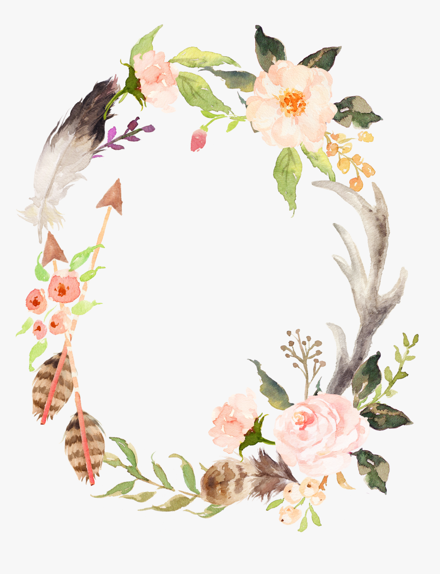 Wedding Invitation Wreath Watercolor Painting Poster - Wreath Flower Watercolor Png, Transparent Png, Free Download