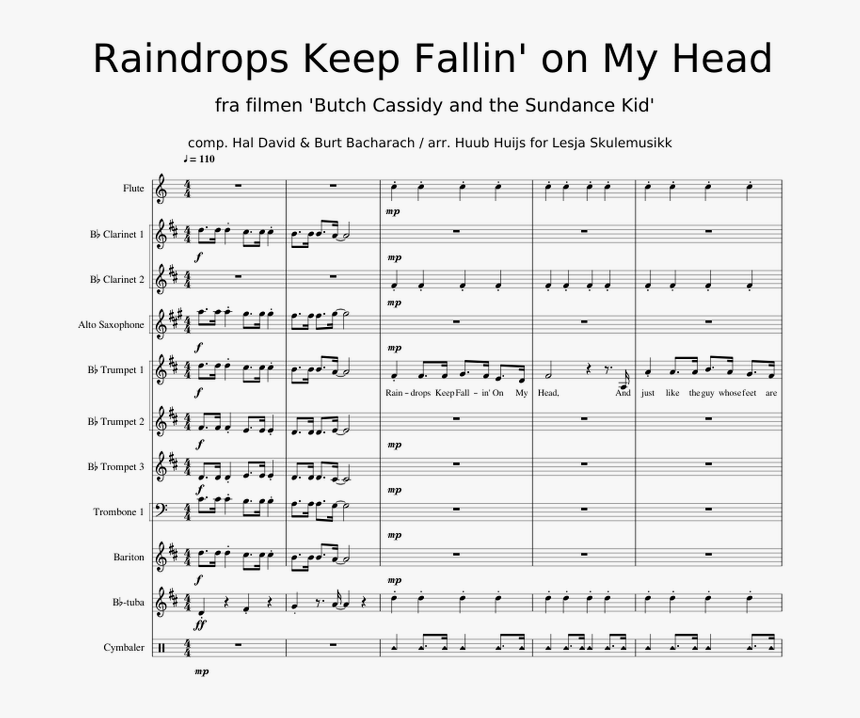 Note Raindrops Keep Falling On My Head, HD Png Download, Free Download