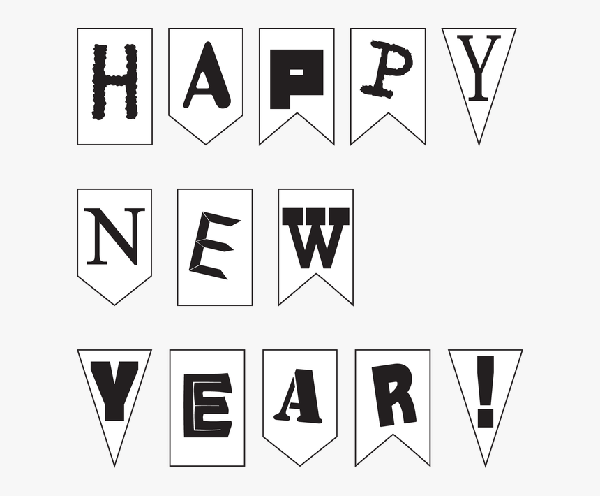 New Year Black And White - Happy New Year Black And White, HD Png Download, Free Download