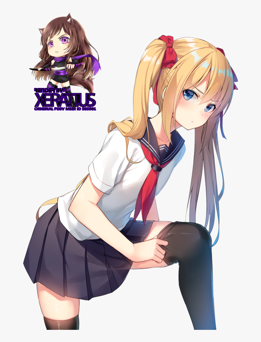 Anime Girl Render - Anime School Girl Render, HD Png Download, Free Download