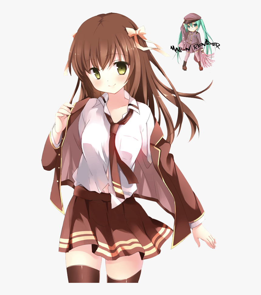 Anime Girl With Brown Hair Png Svg Free Library - Sexy Anime Girl Brown Hair, Transparent Png, Free Download