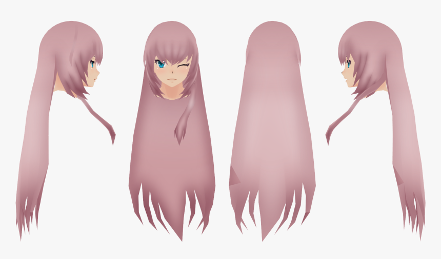 Anime Girl Long Hair Side View , Png Download - Anime Hair Female Front And Side, Transparent Png, Free Download