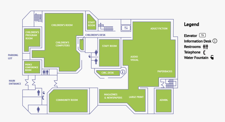 Top-floor - Public Library Floor Plan, HD Png Download, Free Download