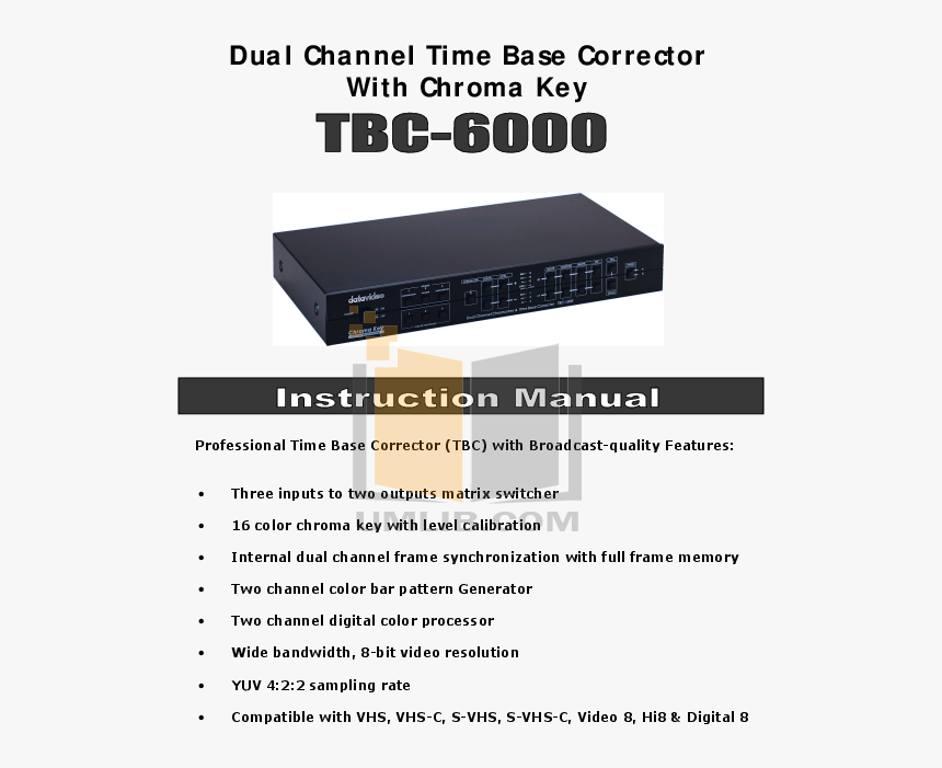 Pdf For Datavideo Other Tbc-6000 Time Base Correctors - Modem, HD Png Download, Free Download