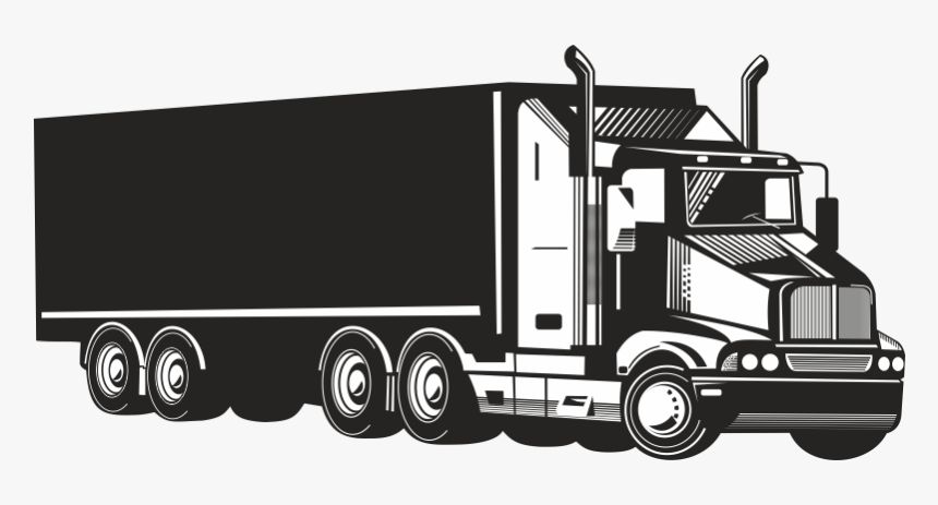 Semi-trailer Truck Articulated Vehicle - Truck Black And White, HD Png Download, Free Download