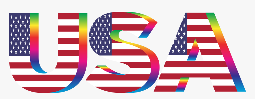 This Free Icons Png Design Of Usa Flag Typography Rainbow - American Flag Png Hd, Transparent Png, Free Download