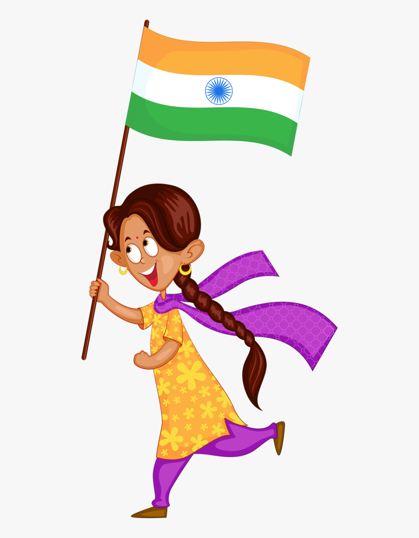 Flutes Clipart Hare Krishna - Girl With Indian Flag, HD Png Download, Free Download