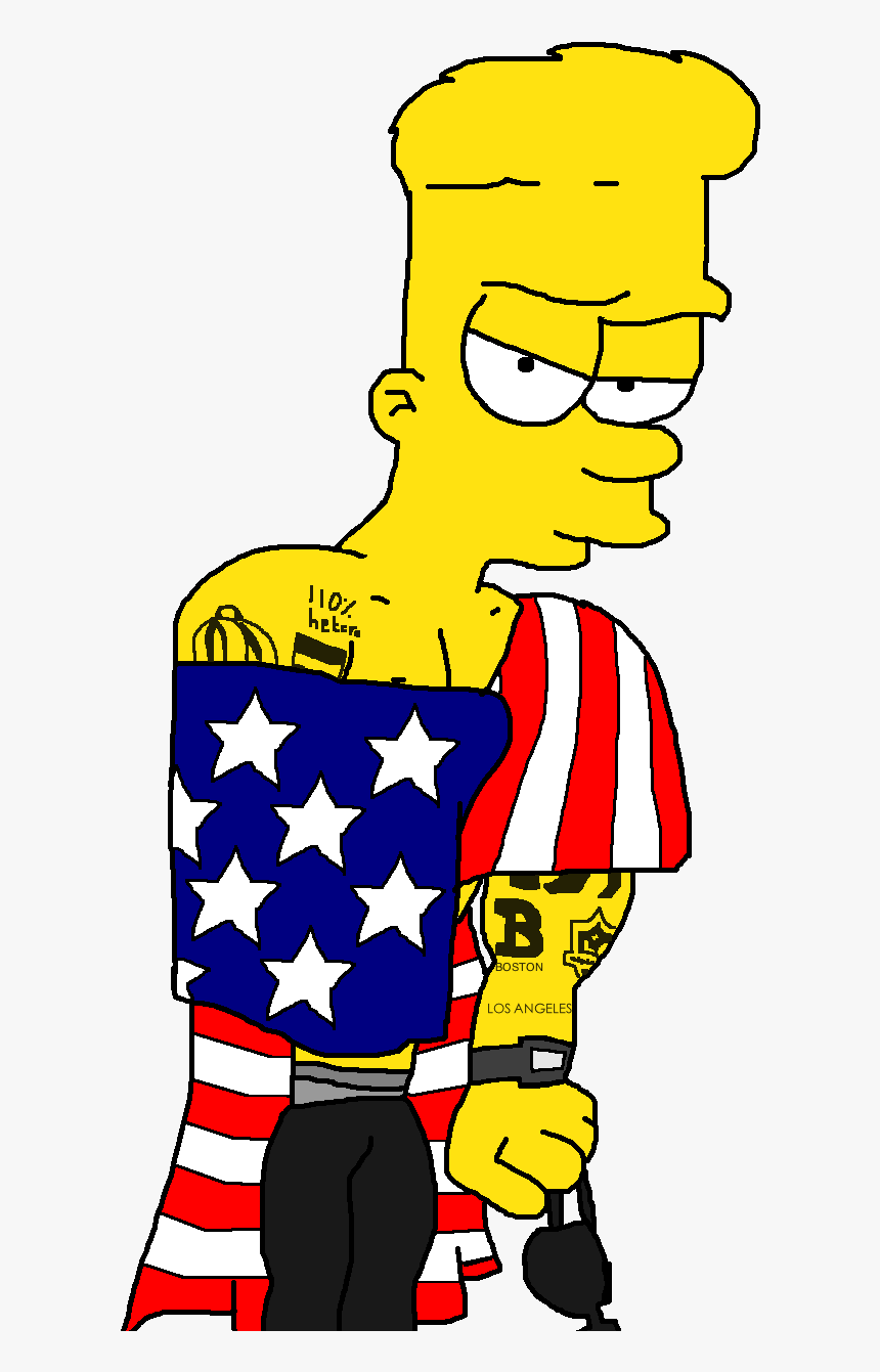 Sexy Muscle Bart Simpson With American Flag By Dgm-art - Sexy Bart Simpson, HD Png Download, Free Download