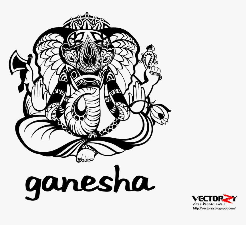 Free Download Ganesha Vector Coreldraw , Adobe Ilustrator, - Lined Pattern Color Tattoo, HD Png Download, Free Download