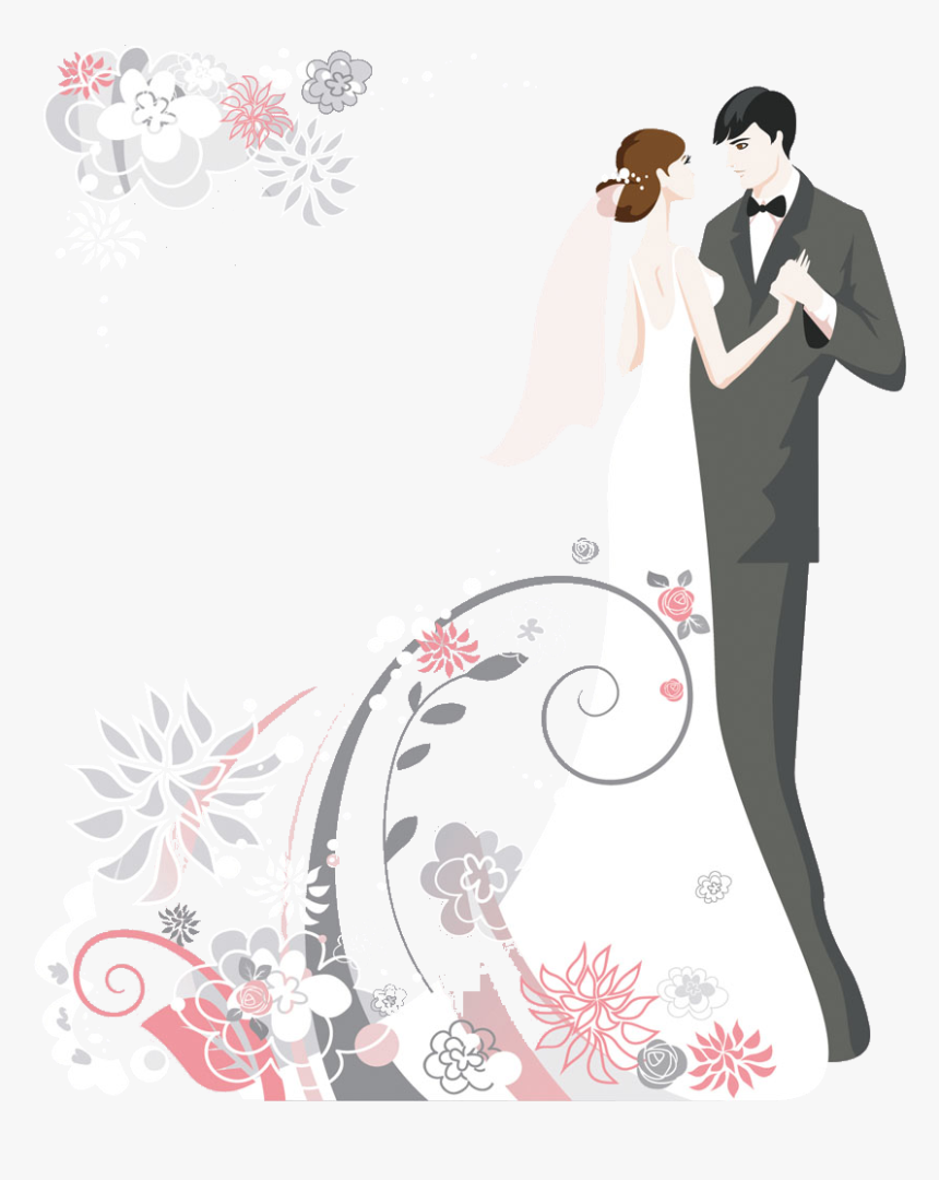 Pictures Couple Wedding Invitation Cake Cartoon Clipart - Clipart Couple Cartoon Wedding Png, Transparent Png, Free Download