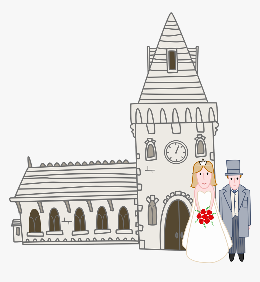 Church Wedding Bride Free Picture - Wedding Church Cartoon Transparent, HD Png Download, Free Download