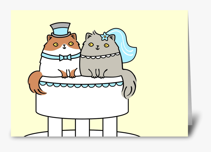 Kitty Cat Wedding Couple Greeting Card - Cats Cartoon Married Couple, HD Png Download, Free Download