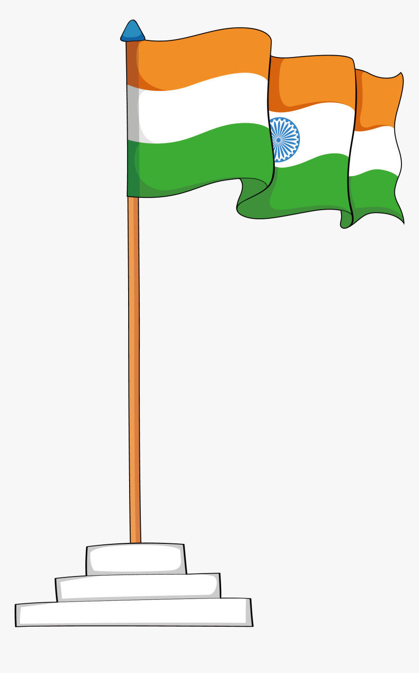 Transparent Race Flag Clipart - Indian Flag In Cartoon, HD Png Download, Free Download