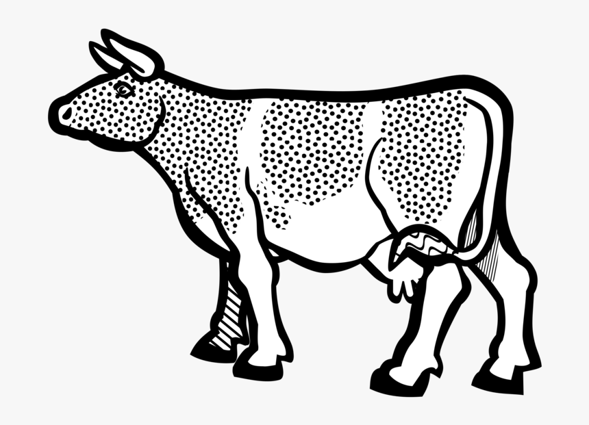Transparent Calf Clipart - Cow Cartoon Black And White, HD Png Download - k...
