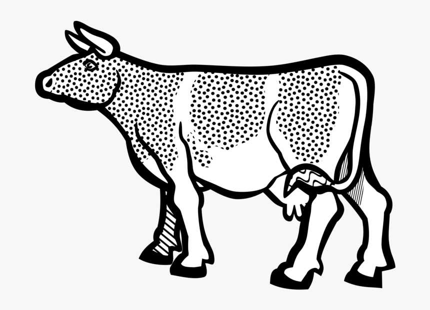 Transparent Calf Clipart - Cow Cartoon Black And White, HD Png Download, Free Download