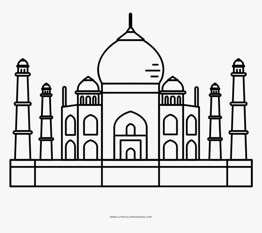 Taj Mahal Coloring Page - Taj Mahal Outline Drawing, HD Png Download, Free Download