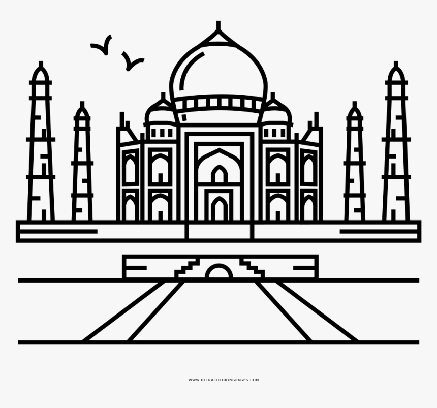 Taj Mahal Coloring Page - Seven Wonders Of The World For Drawing, HD Png Download, Free Download