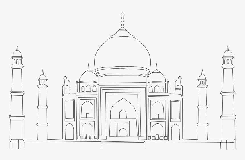 Transparent Taj Mahal Clipart - Taj Mahal Outline, HD Png Download, Free Download