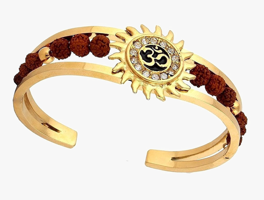 Rudraksha Beads Rakhi Transparent Image - Gold Bracelet In Rudraksha, HD Png Download, Free Download