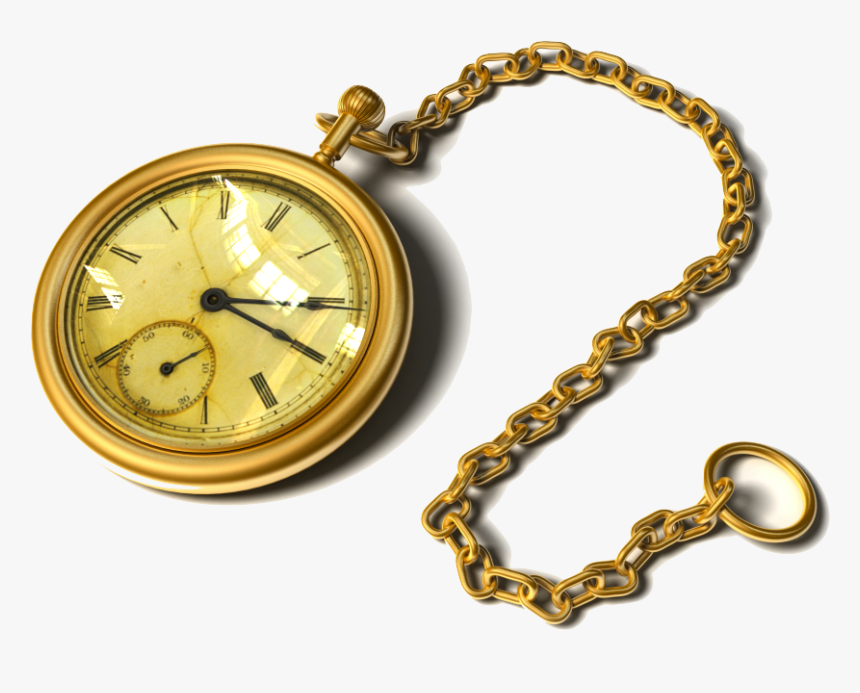 Pocket Watch Antique Clock - Gold Pocket Watch Drawing, HD Png Download, Free Download