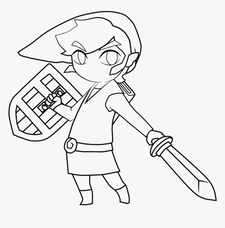 Toon Link Black And White , Png Download - Link From Zelda Outline, Transparent Png, Free Download