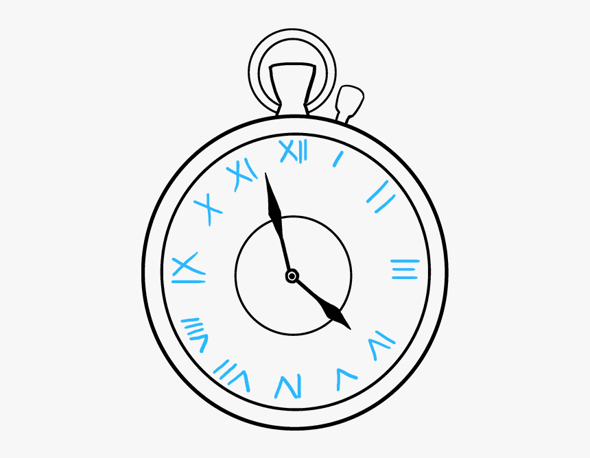 How To Draw Pocket Watch - Easy Pocket Watch Drawing, HD Png Download, Free Download