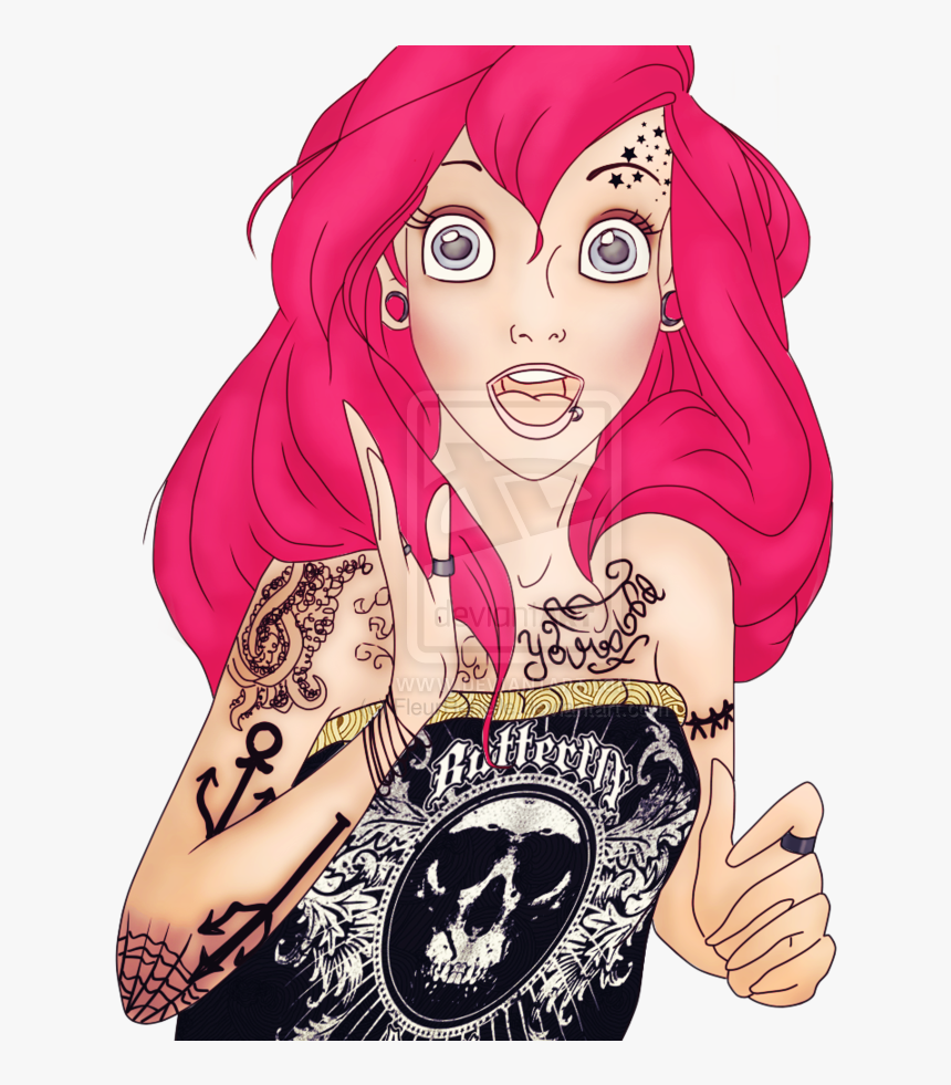 Princess Drawing Hipster - Punk Rock Ariel, HD Png Download, Free Download