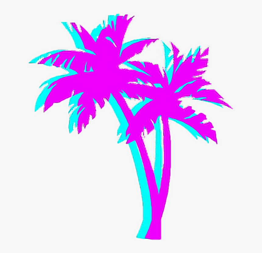 Palmtree Palm Night Japan Tumblr Aesthetic 80"s Blue - Vaporwave Palm Tree Png, Transparent Png, Free Download