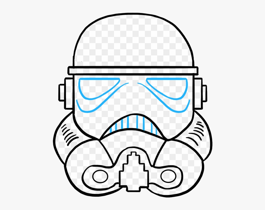 Stormtrooper How To Draw Helmet Storm Trooper Outline - Cartoon Storm Trooper Helmet, HD Png Download, Free Download