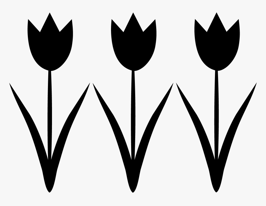 Silhouette Clipart Grass - Tulip Clipart Black And White, HD Png Download, Free Download