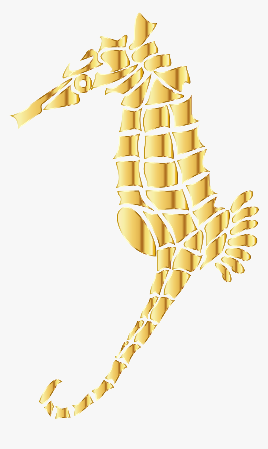 Yellow,seahorse,clip Art - Gold Seahorse Clipart, HD Png Download, Free Download