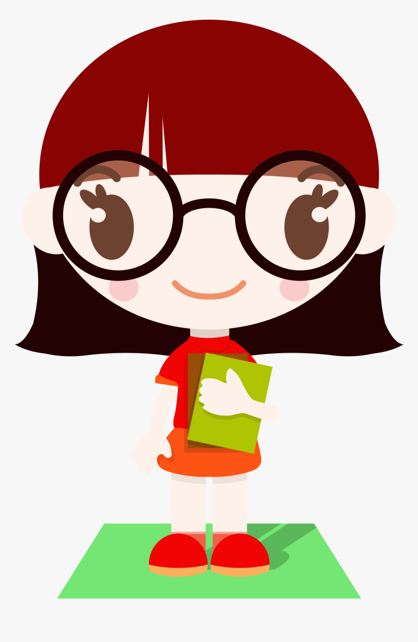 School Nerd Cliparts - Girl With Glasses Clipart, HD Png Download, Free Download