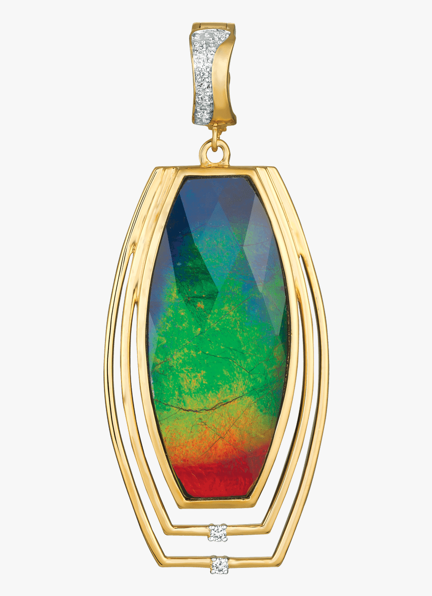 Milan 18k Gold Diamond Aa Grade Pendant By Korite Ammolite - Pendant, HD Png Download, Free Download