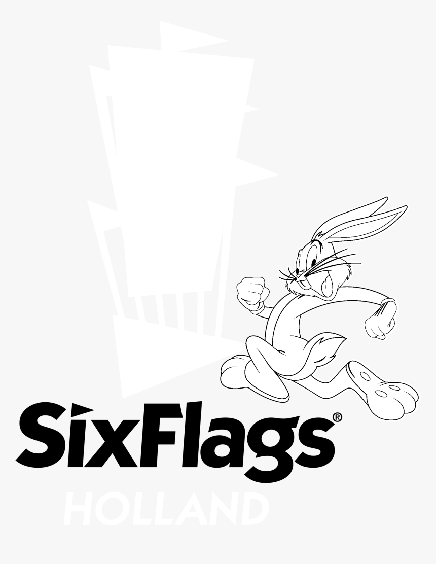 Six Flags Holland Logo Black And White - Illustration, HD Png Download, Free Download